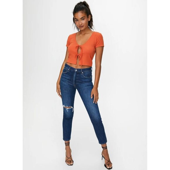 CITIZENS OF HUMANITY Liya Lowe Dark High Rise Slim Straight Jeans, Size 29 - Picture 1 of 14